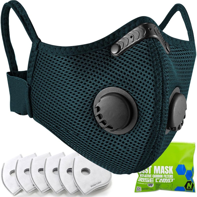 Base Camp Family Pack Dust Mask, Breathable Reusable Respirator Mask with 6 Activated Carbon Filters(Dark Tiber) - Image 1